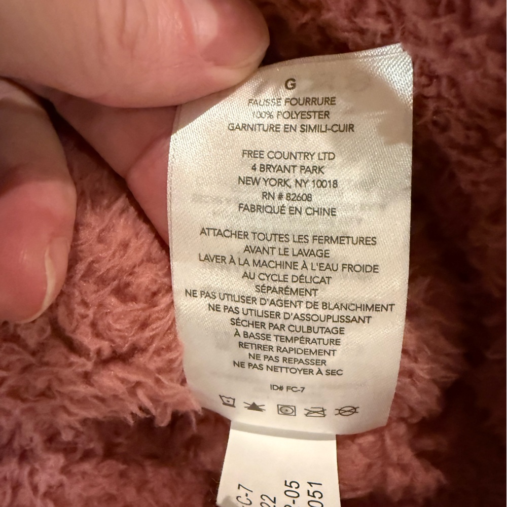 Free Country Sierra Butter Pile II Jacket L Pink Sherpa Fleece Full Zip Cozy - Picture 11 of 11